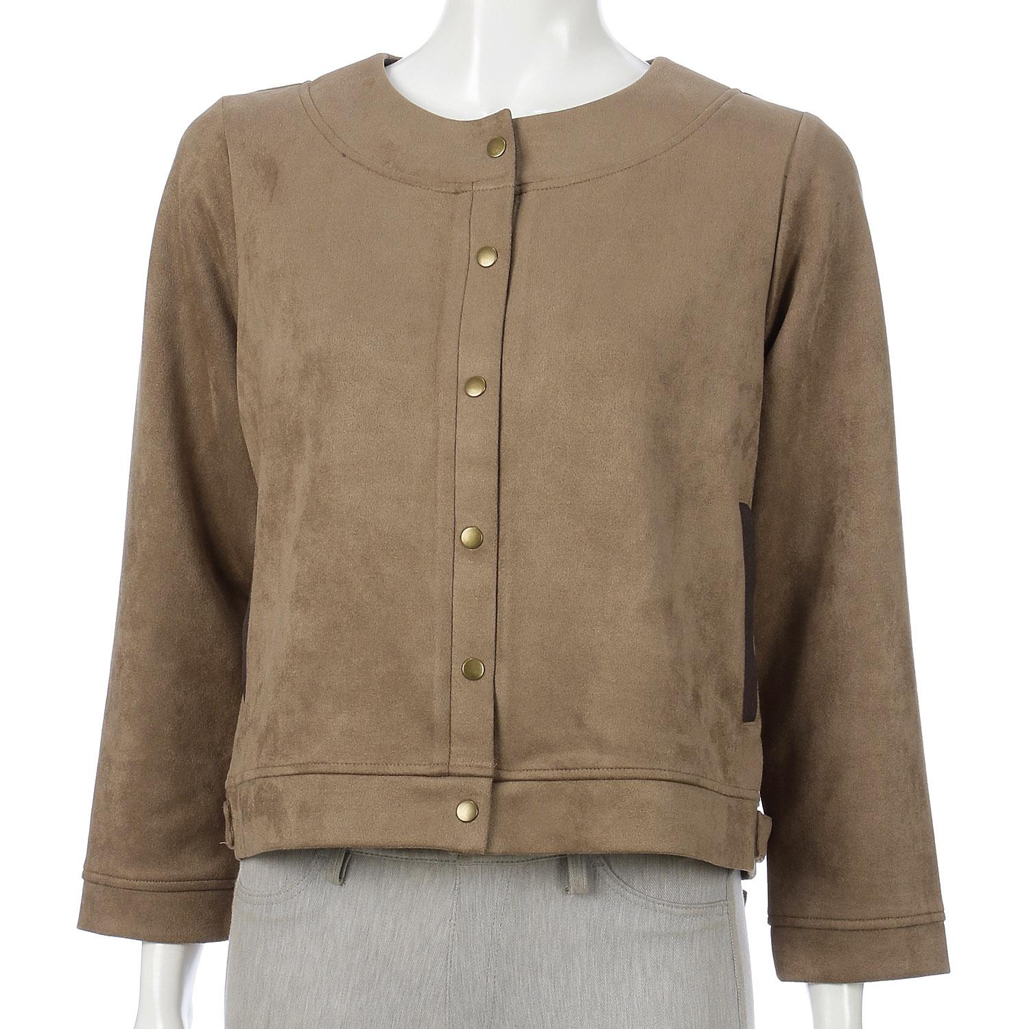 Stretch Suede Jacket, Beige, M