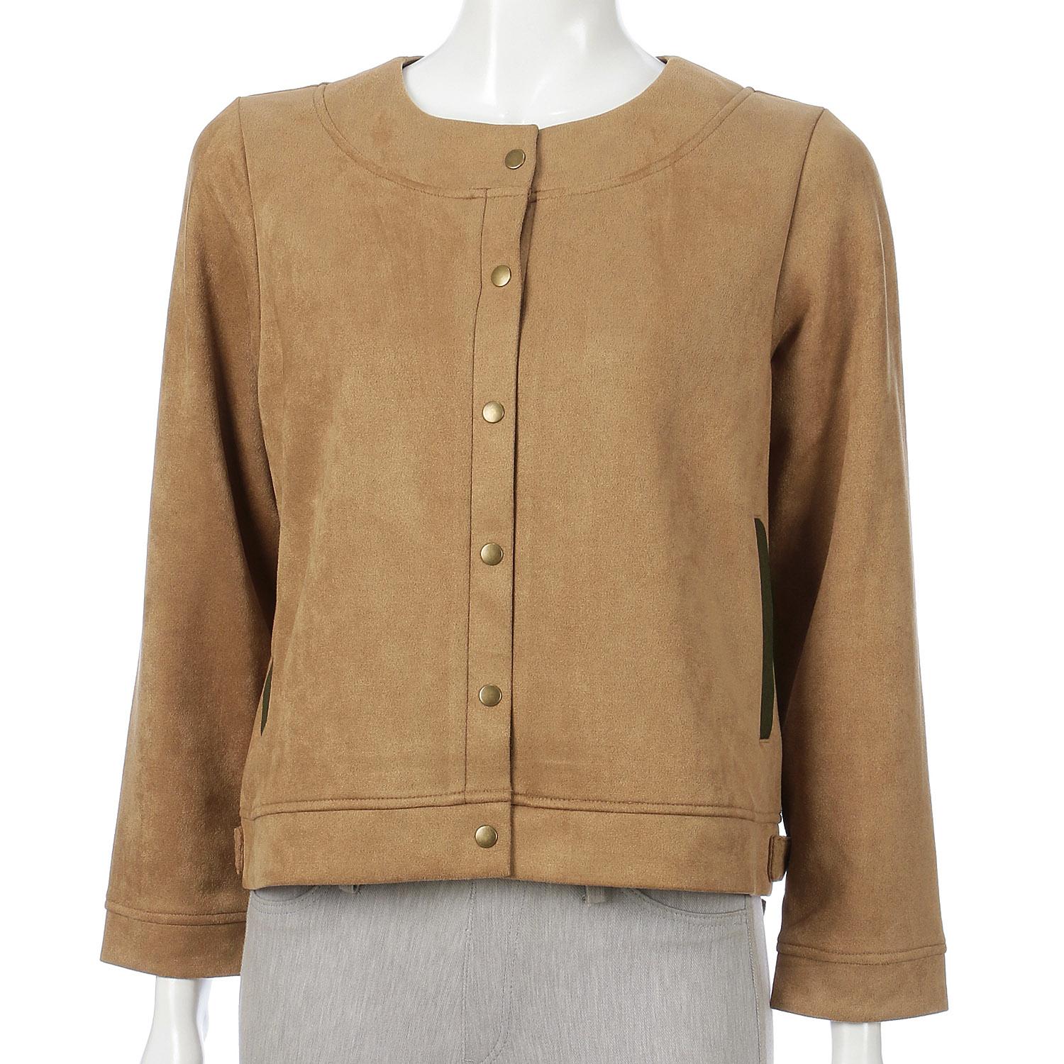 Stretch Suede Jacket, Camel, M