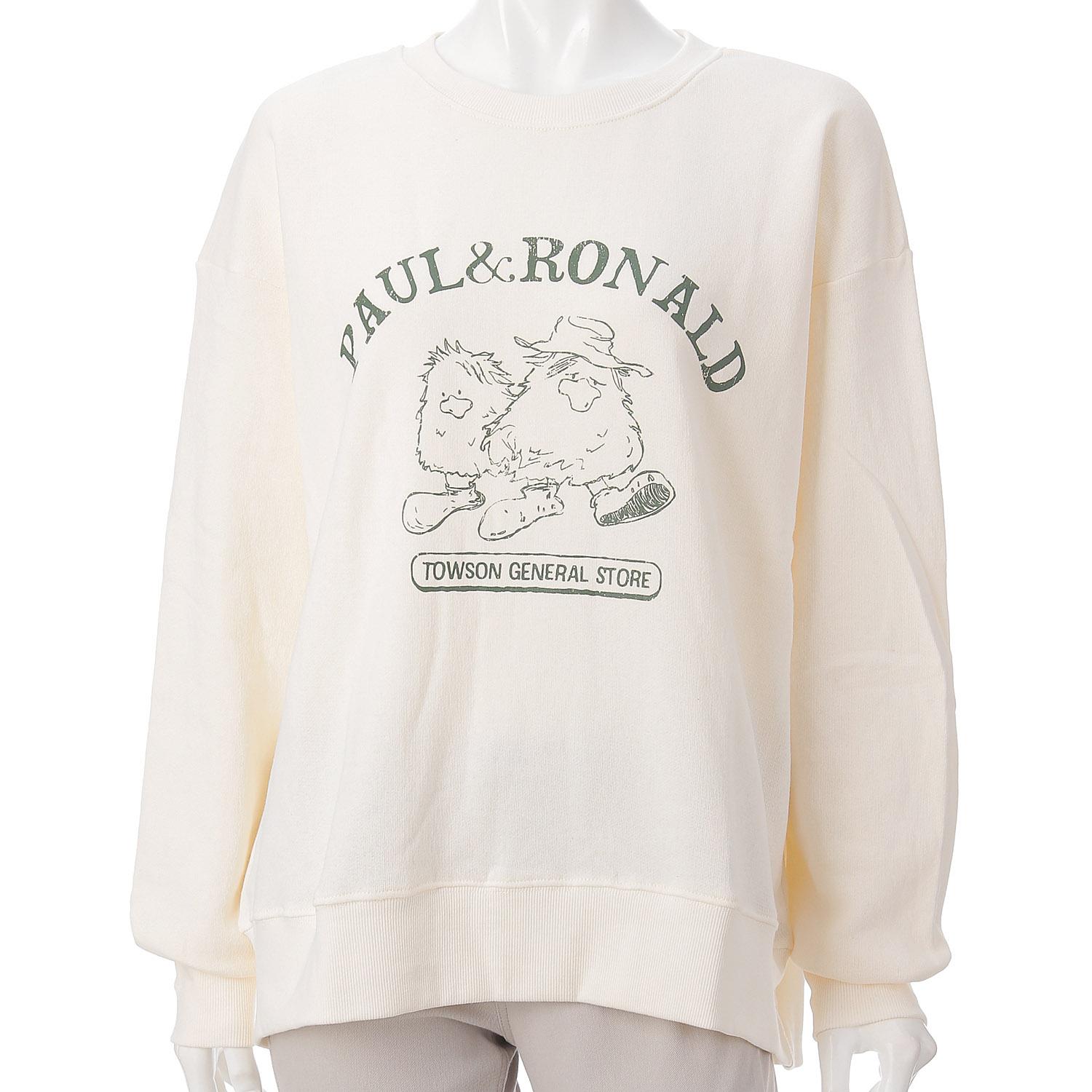 CUBE SUGAR Logo Print Pullover with Gauze Lining Off-White × Green F (Free)