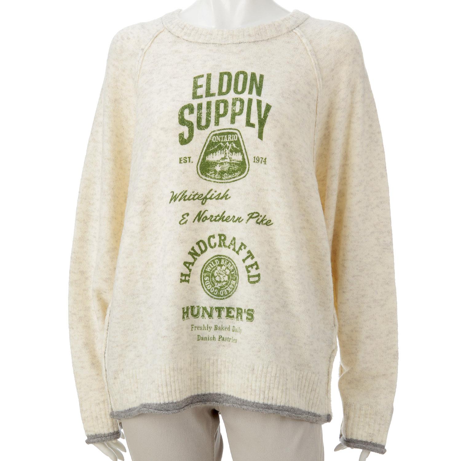 CUBE SUGAR Yak Feel Knit Logo Print Pullover Off-White F (Free)