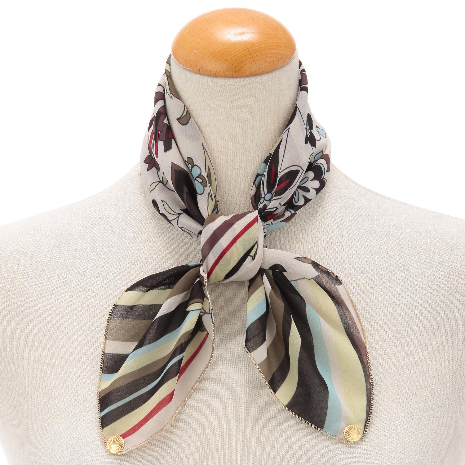 Made in Japan Printed Polyester Chiffon Scarf 52×52 cm 03