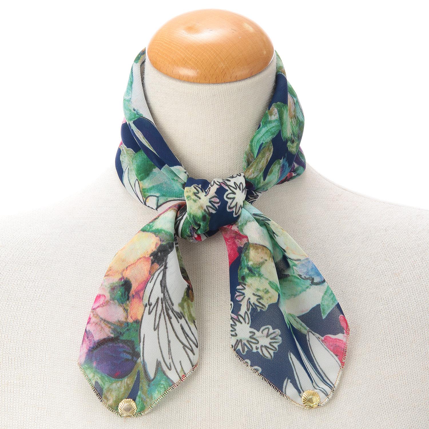 Made in Japan Printed Polyester Chiffon Scarf 52×52 cm 07
