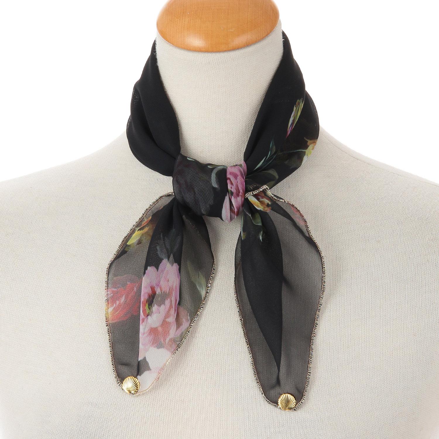 Japanese-made Printed Polyester Chiffon Scarf 52×52 cm 11