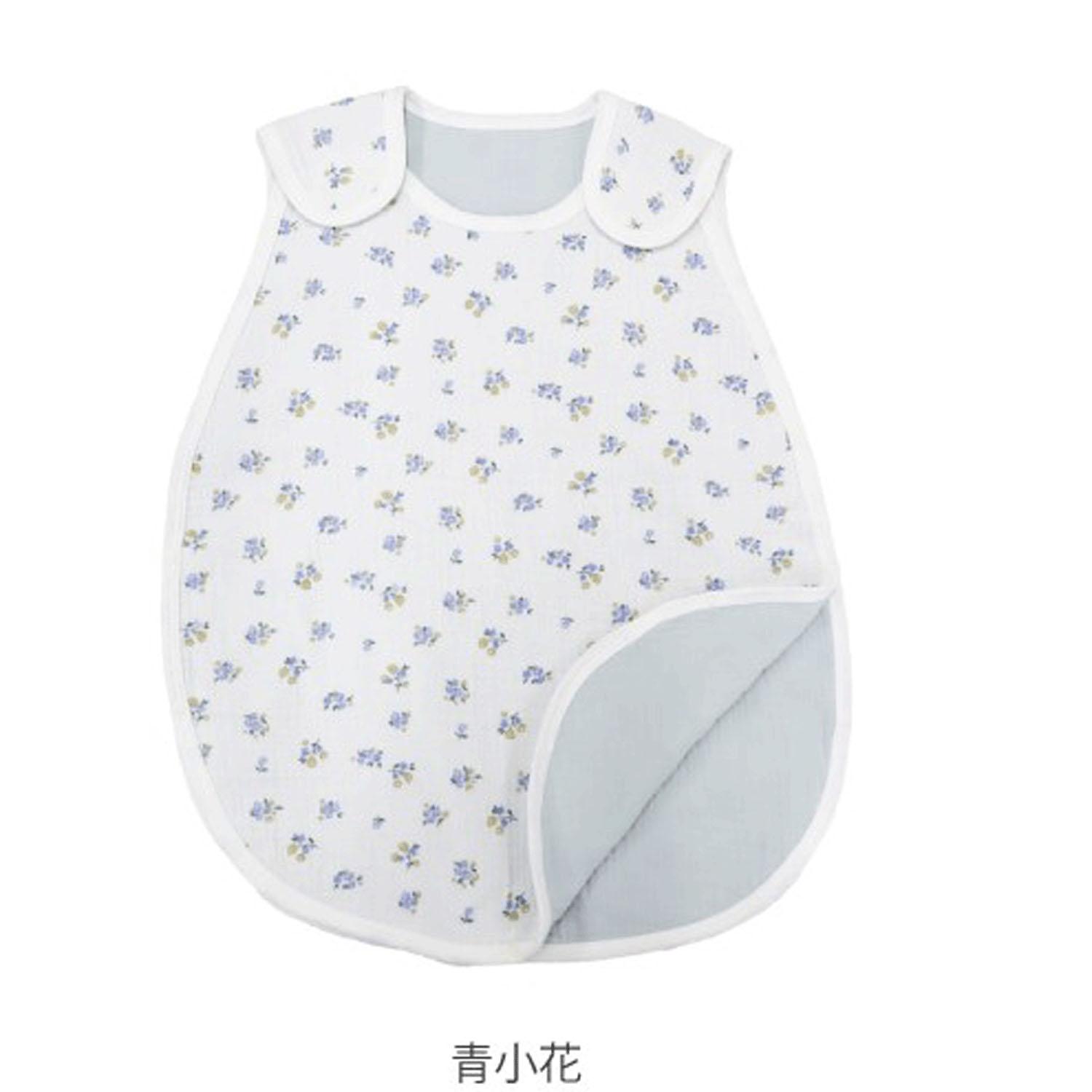 Quadruple Gauze Sleeper - Blue P with Small Flowers