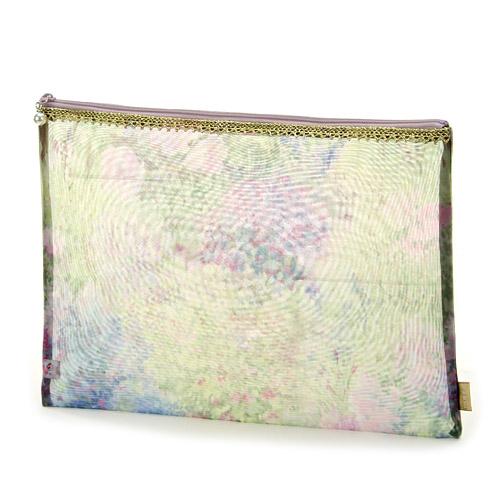 Gold Tape Mesh Flat Pouch Extra Large 02 Light Green