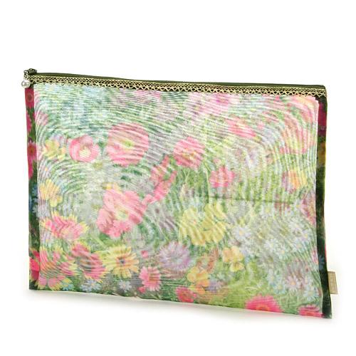 Gold Tape Mesh Flat Pouch Extra Large 04 Dark Green