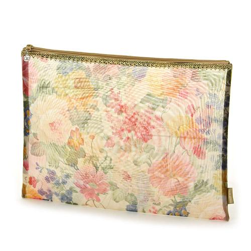 Gold Tape Mesh Flat Pouch Extra Large 06 Dark Beige