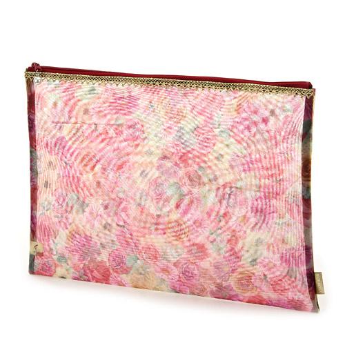 Gold Tape Mesh Flat Pouch Extra Large 14 Red