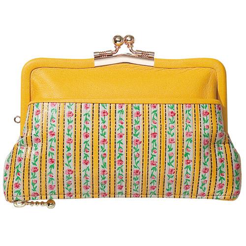 Bon Chic Stripe Bottom Zipper Coin Purse - Yellow