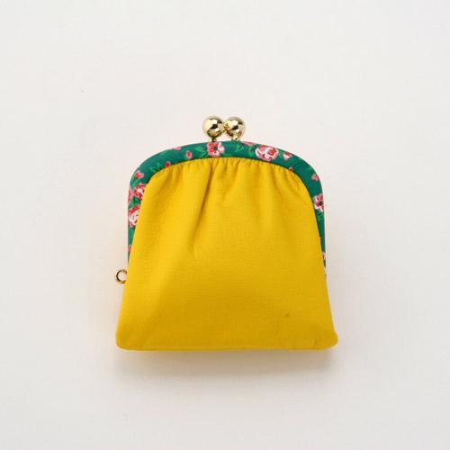 Flower-Patterned Edge-Wrapped Coin Purse with Ticket Pocket - Yellow