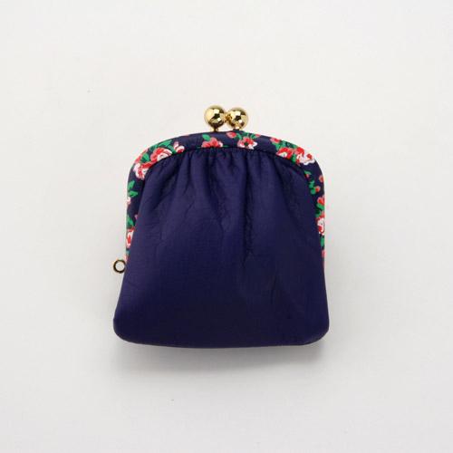 Flower-Patterned Edge-Wrapped Coin Purse with Ticket Pocket - Purple