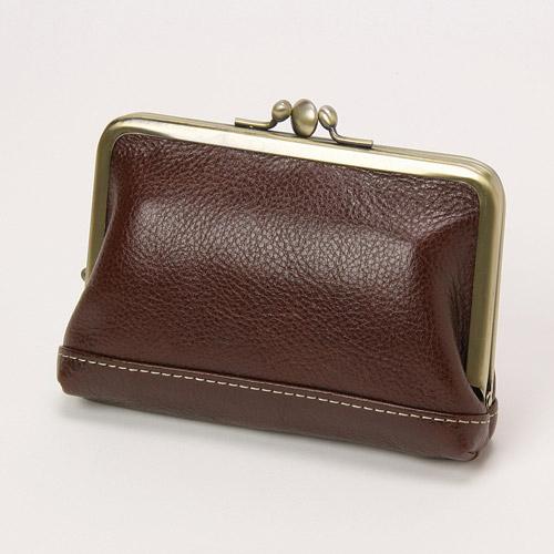 Antique Three-Panel Clamshell Purse, Dark Brown