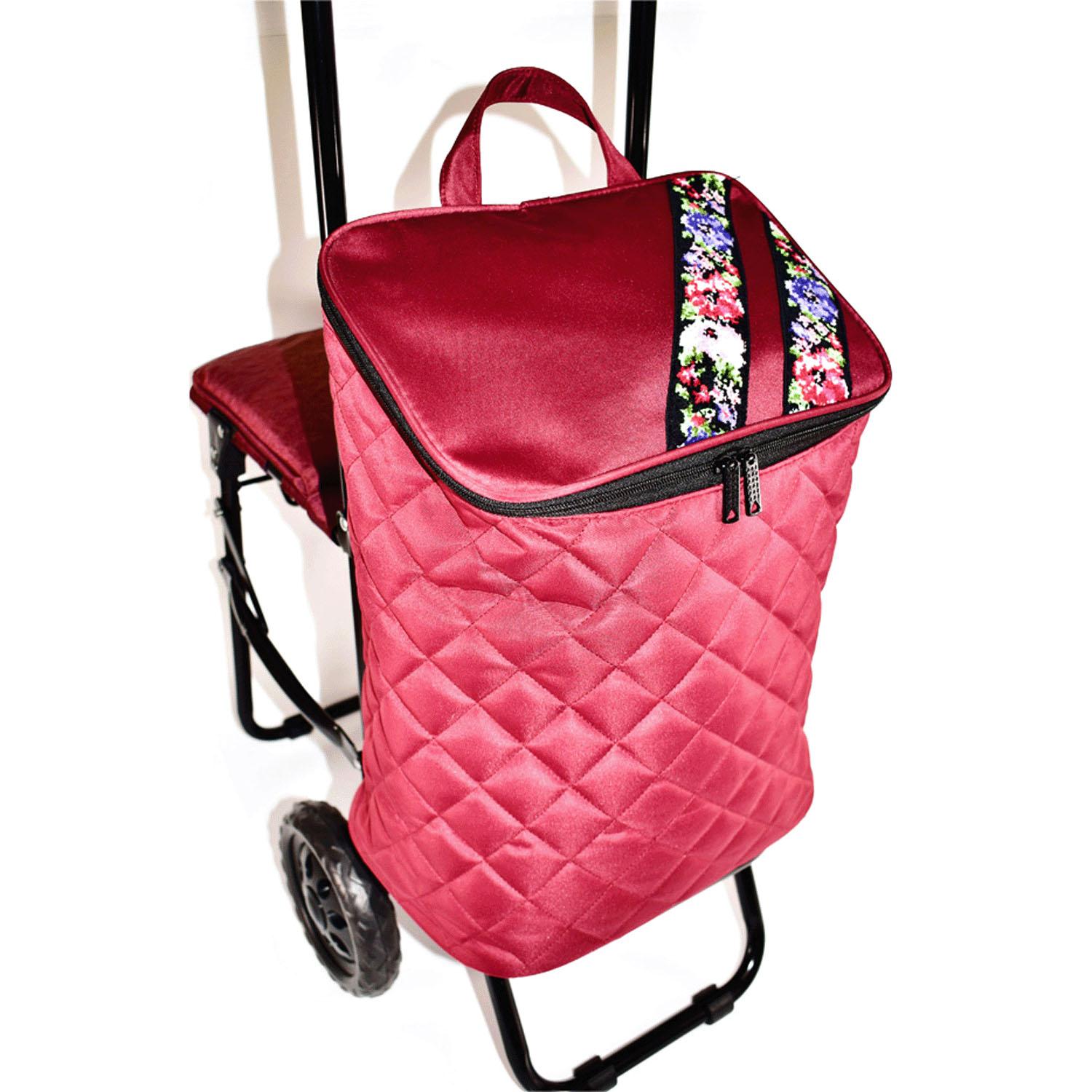 Chenille-Lined Carry Cart 03 Wine