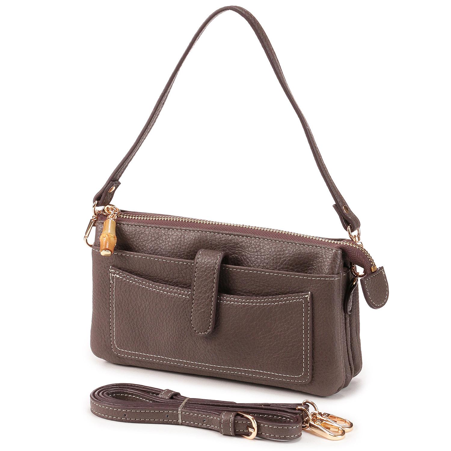 Bamboo-Handle Wallet Pouch - Gray