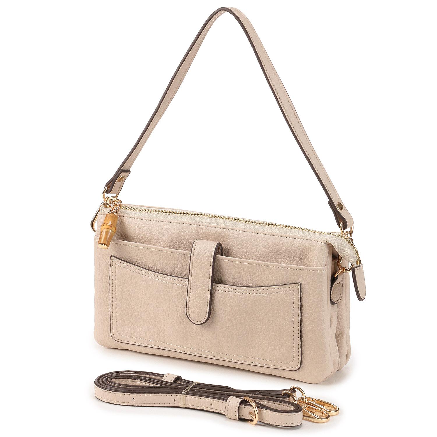 Bamboo-Handle Wallet Pouch Ivory