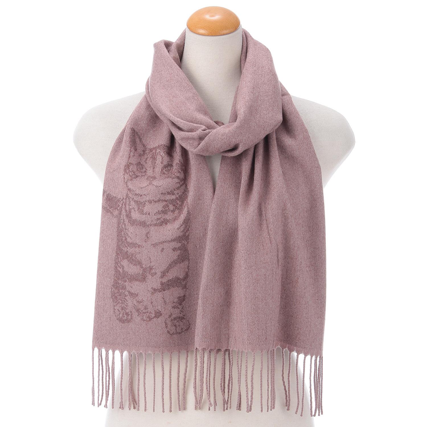 Made in Japan Soft Jacquard Scarf with Large Cat Pattern