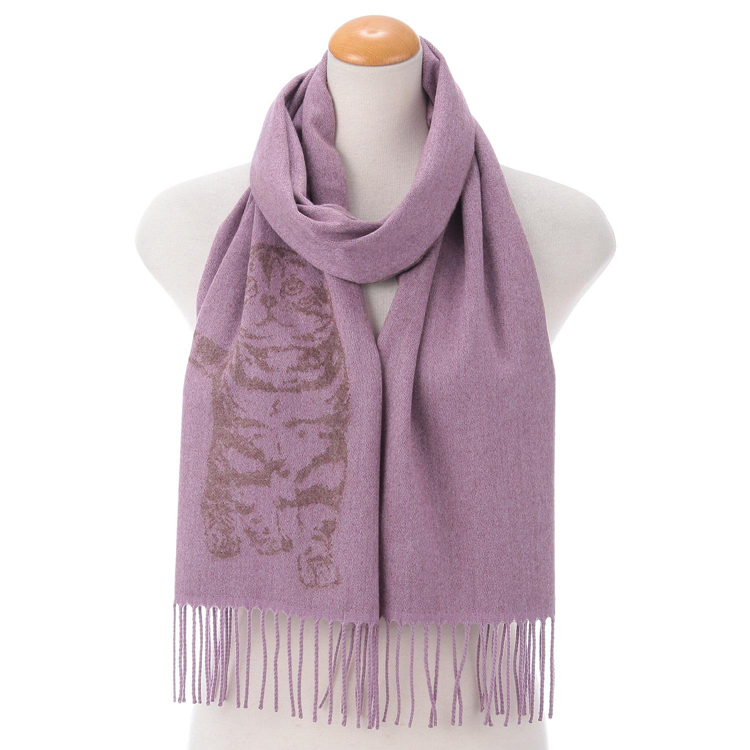 Made in Japan Soft Jacquard Scarf with Large Cat Pattern