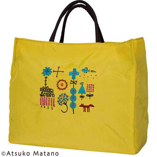 ATSUKO MATANO Embroidered Gusseted Tote Bag Large Small Forest (Yellow)