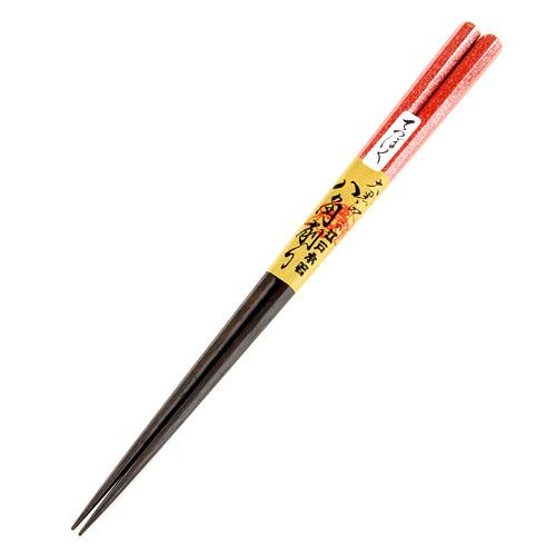 Edo Wooden Chopsticks Octagonal Shaped Lacquered Finish Galaxy Red