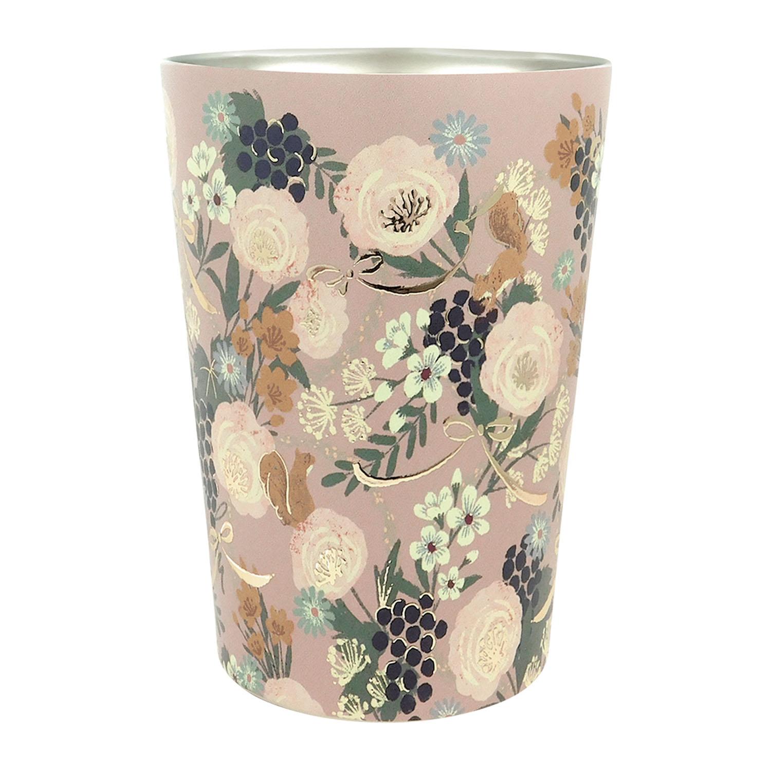 Tomoko Hayashi 2WAY Vacuum Double-Wall Tumbler 450ml 02_Squirrel and Flowers