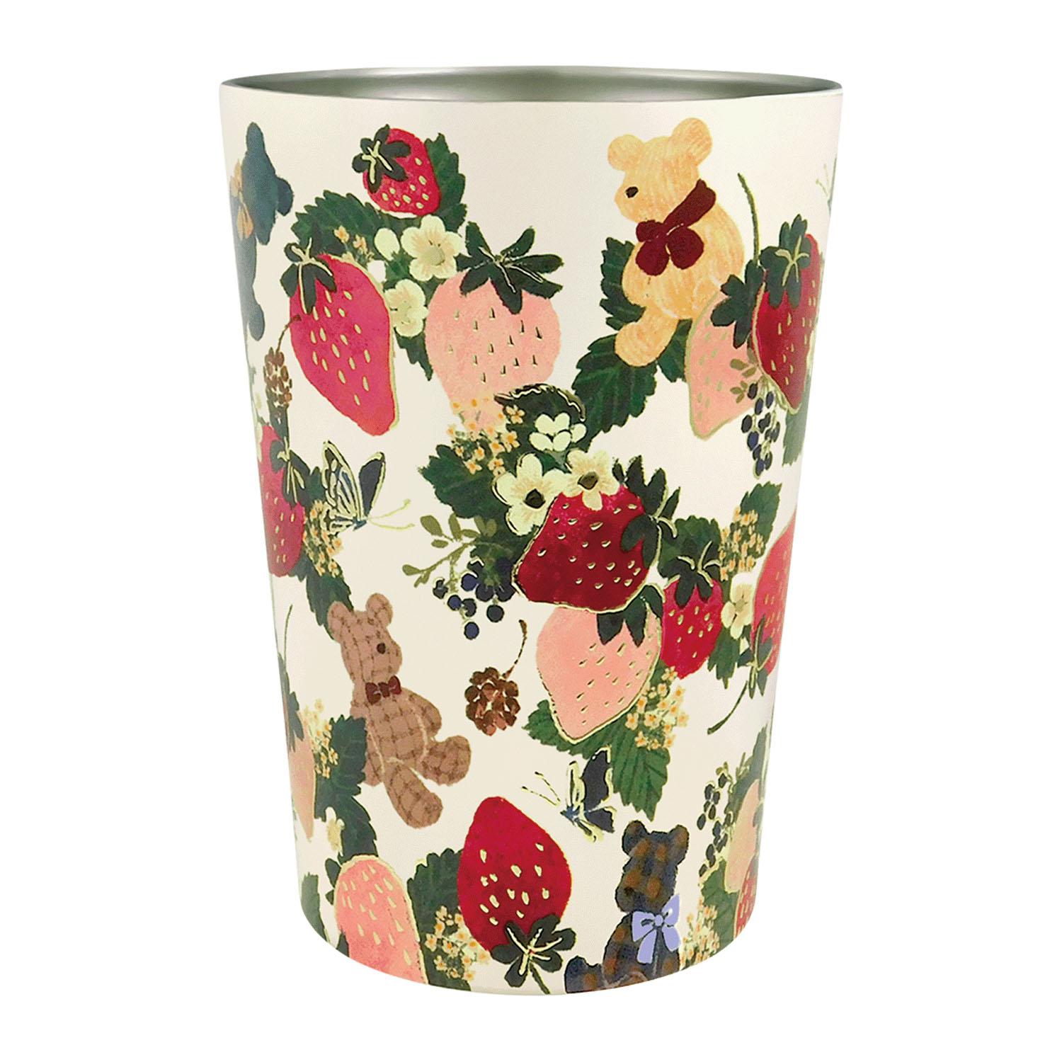 Tomoko Hayashi 2-Way Vacuum Double-Wall Tumbler 450ml 03_Strawberry and Teddy Bear
