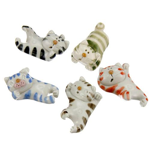 Cat Five-Piece Chopstick Rest Set, White