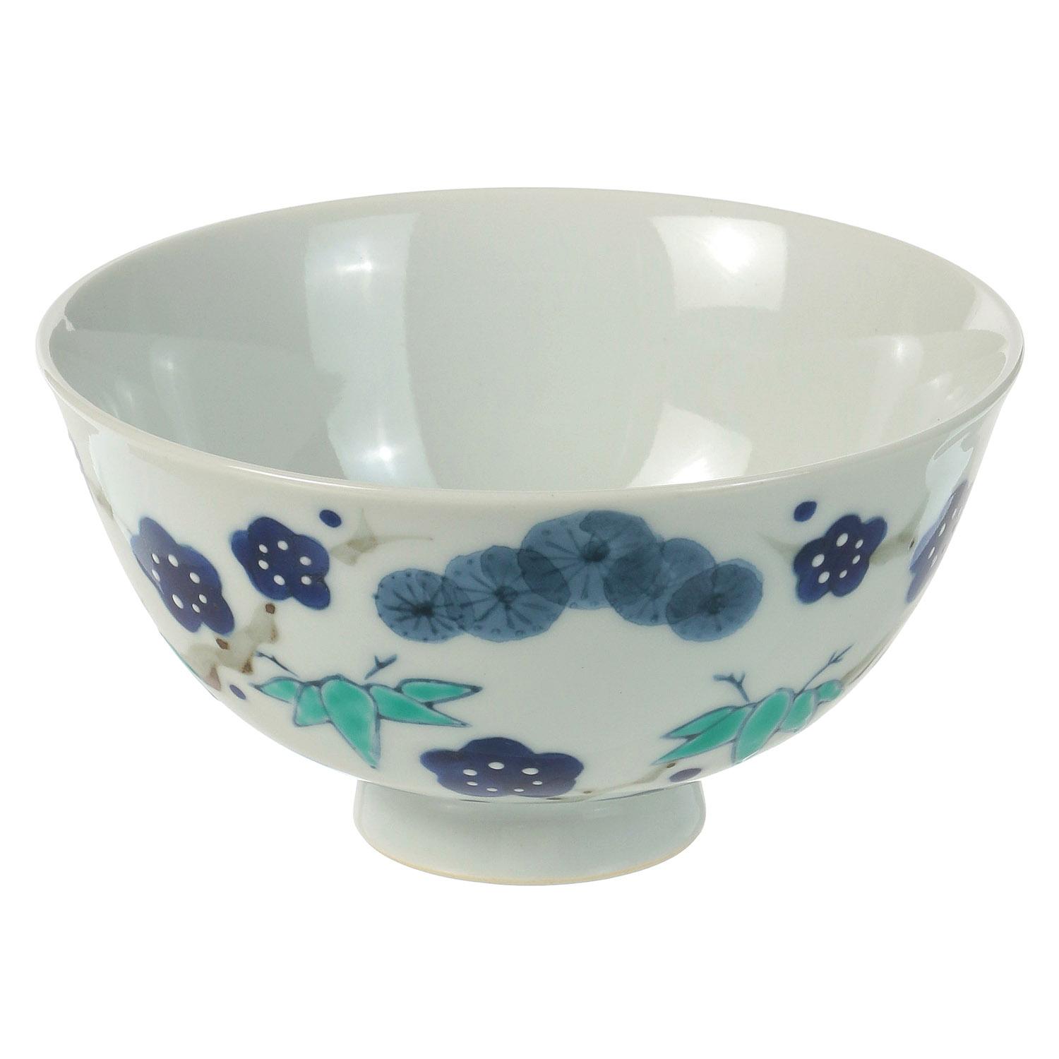 Auspicious Pine, Bamboo, and Plum Rice Bowl & Tea Cup Set 01_Rice Bowl (Green)