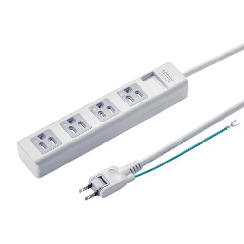 AC125V/15A x 2.5m Tap (4 outlets / 3-pole / with shutters)