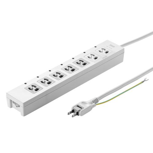 AC125V/15A x 2m Tap (7 outlets / 3-pin / 5-outlet master switch included)