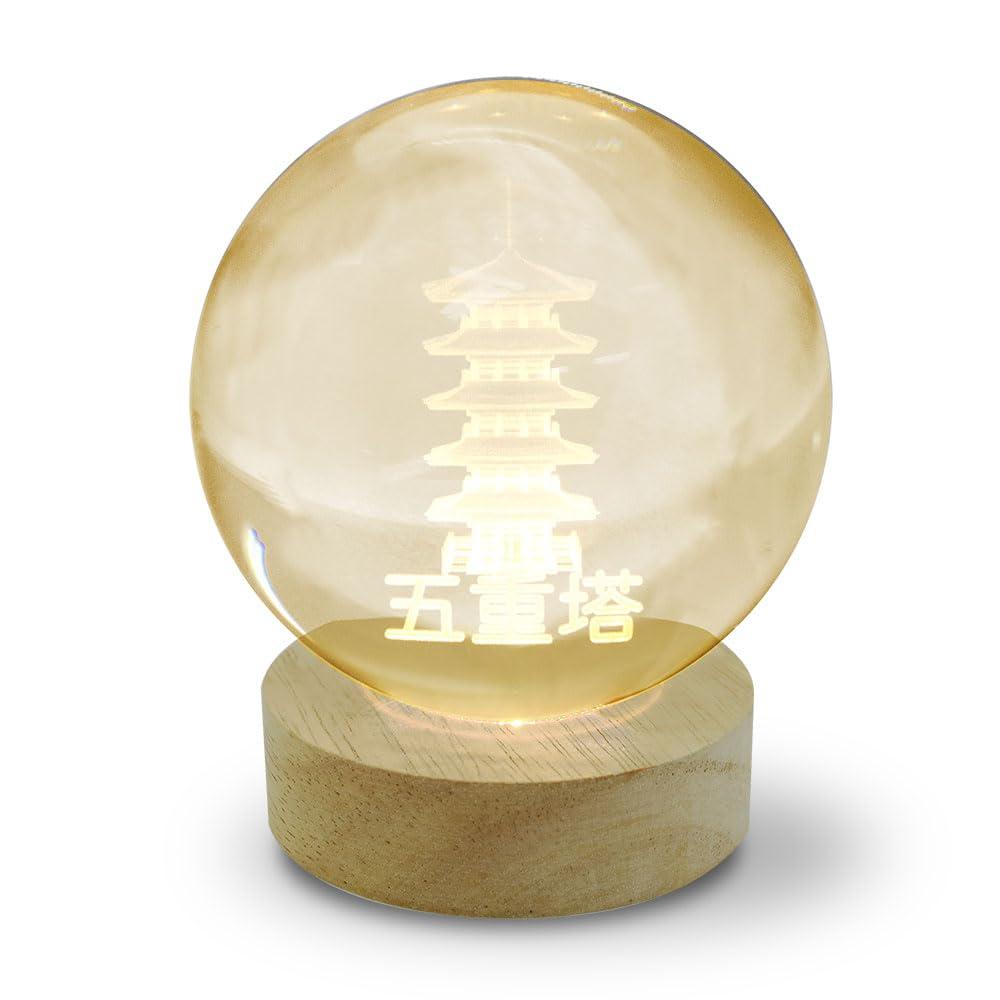 Japan Trust Technology 3D Art Sculpture Crystal Ball Light Five-Story Pagoda Warm White CRYBALL-GOJU-WA