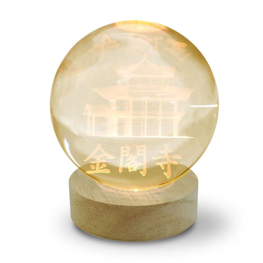 Japan Trust Technology 3D Art Sculpture Crystal Ball Light Kinkaku-ji Temple Warm White CRYBALL-KIN-WA