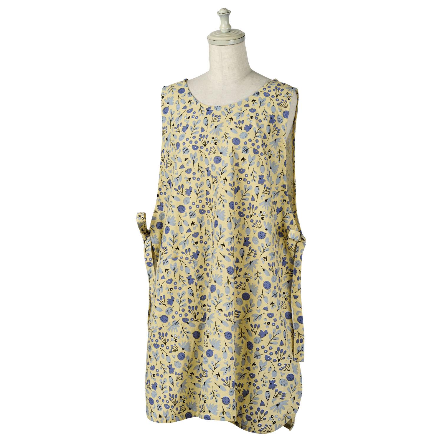 Rep Apron Flower Reeves Flower Leaf Motif Side Tie Design Flattering Fit Yellow (YE) REP-573501