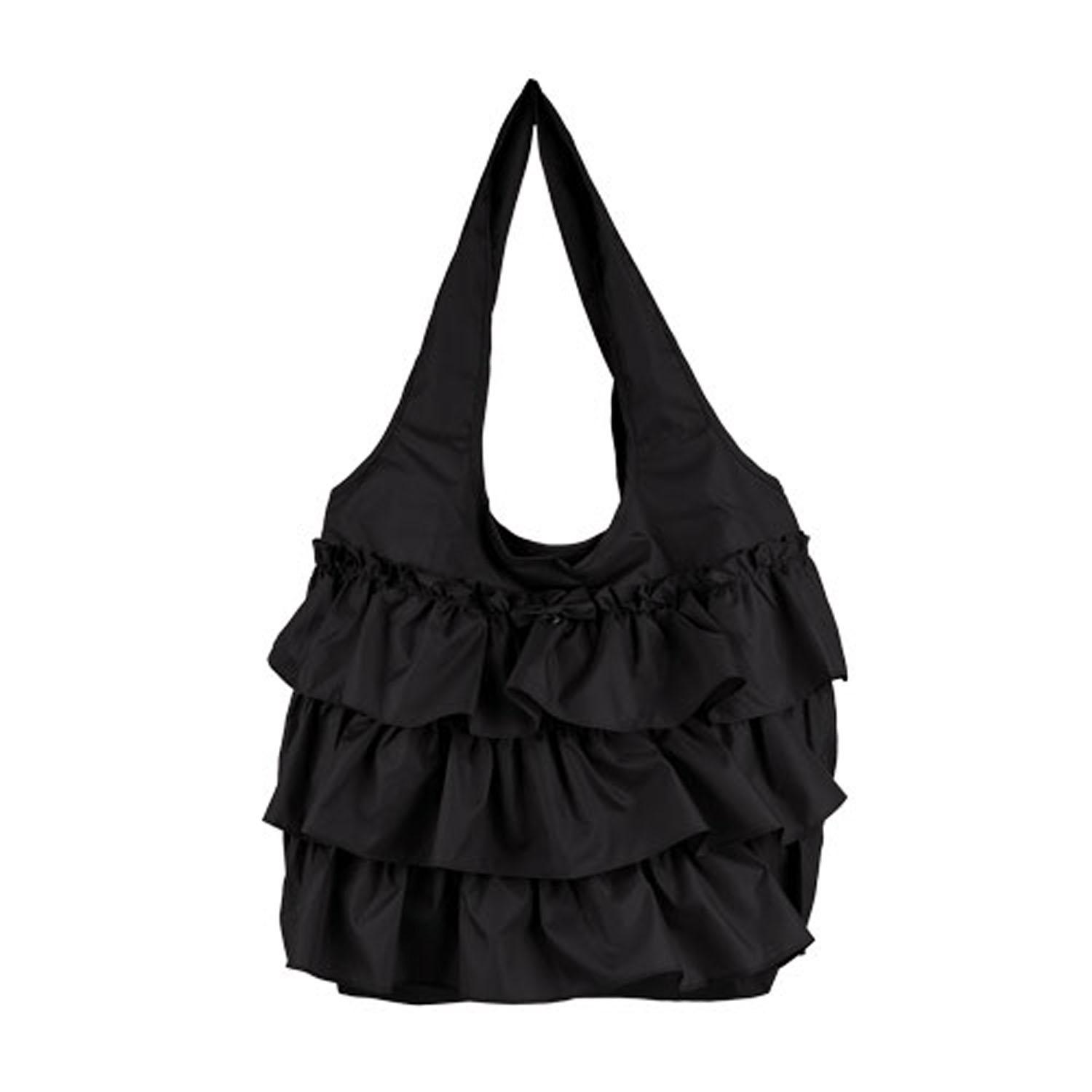 [LA LUICE] Ruffled Eco Bag, Foldable Bag (BK)