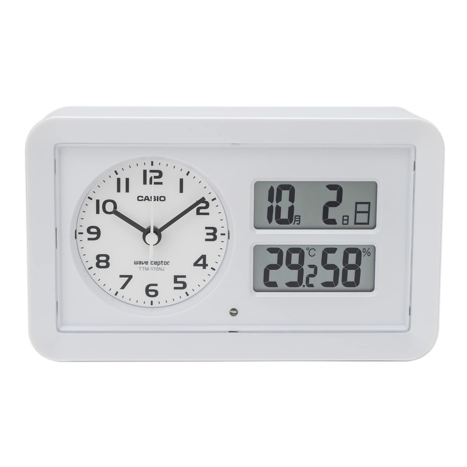CASIO Alarm Clock Radio-Controlled Clock White Analog Snooze Light Auto-Illumination TTM-170NJ-7JF
