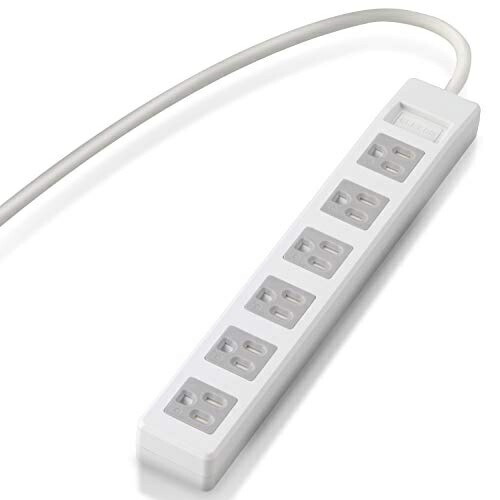 ELECOM Power Strip, 3-Pin, with Magnet and Dust Cover, 6 Outlets, 2.5m, White T-T1D-3625WH