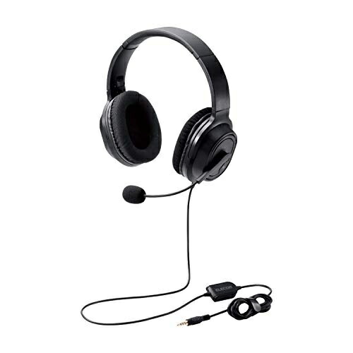 ELECOM Headset 4-Pole Mini Plug Over-Ear Wired Dual-Ear with Conversion Cable 40mm Driver Black HS-HP30TBK