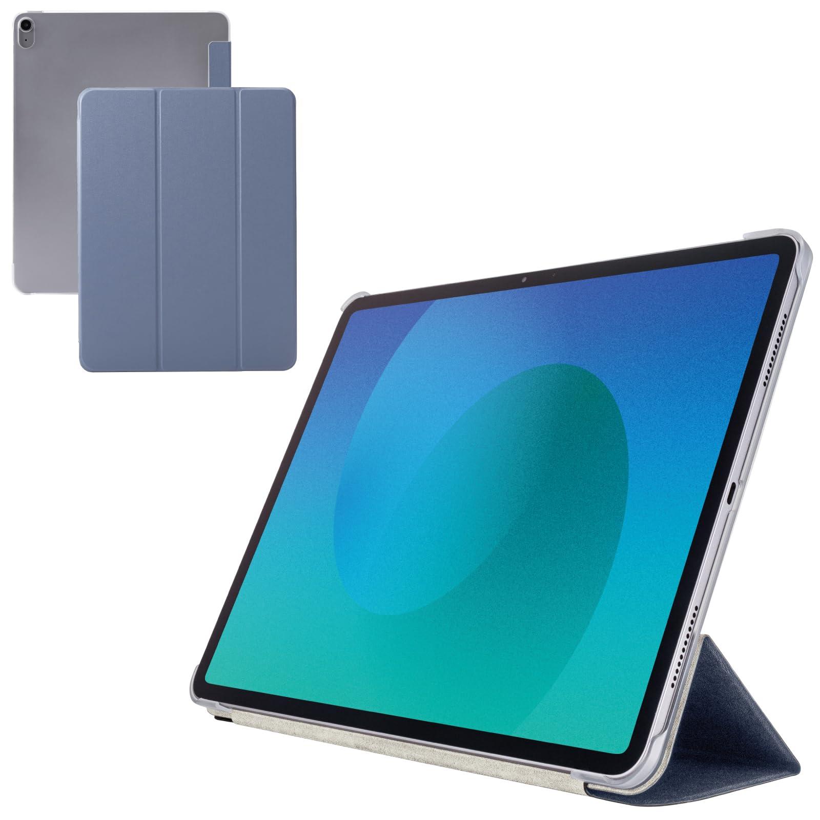 ELECOM 13-inch iPad Air (M3/M2) Flip Case - Slim & Lightweight, Clear Back, 2 Angles, Blue Gray TB-A25XWVBG