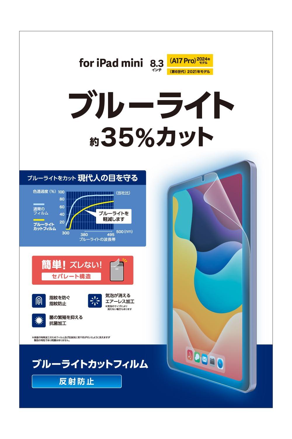 ELECOM iPad mini (A17 Pro) Screen Protector Anti-Glare Blue Light Reduction TB-A25SFLBLN