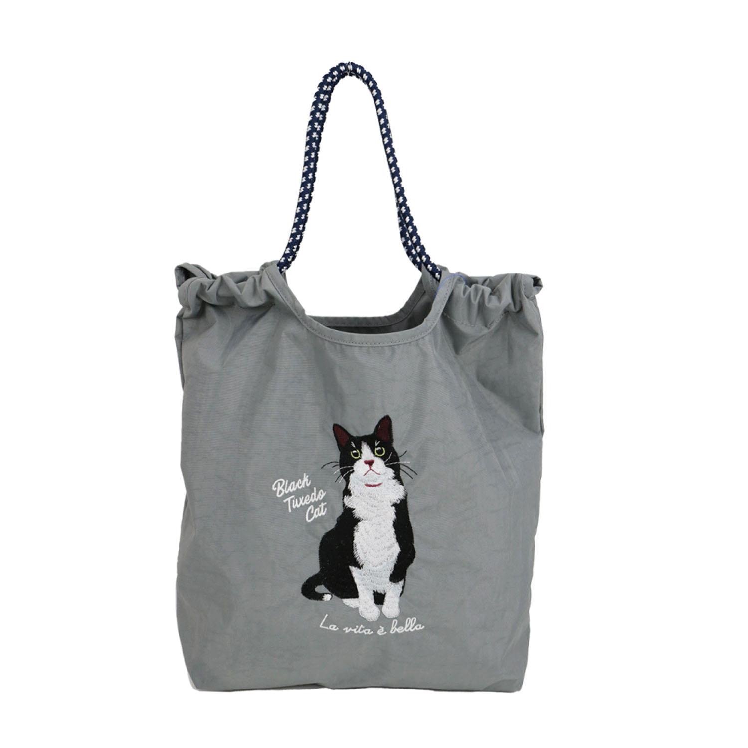 Animal Embroidered Tote Bag: Split-Face