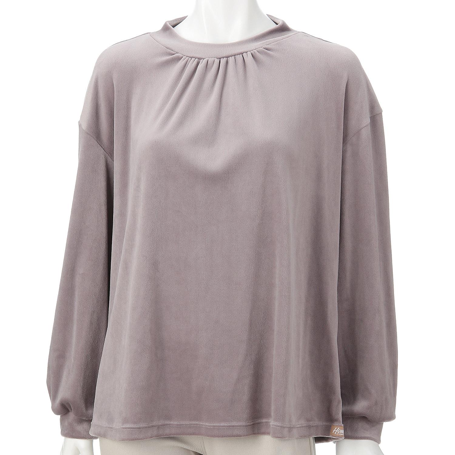 TEMPUR High-Neck Long-Sleeve Shirt, Taupe Gray, LL (2L)