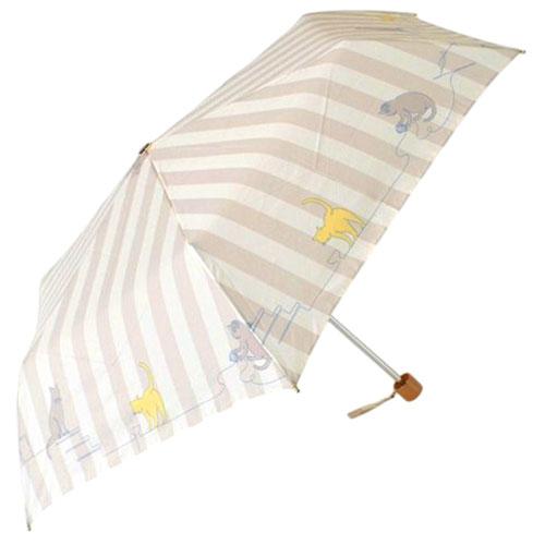 Sangoku 55cm Wind-Resistant Mini Umbrella Line CAT & Stripe Greige MKN Original CAT Textile Lightweight wind-resistant mini umbrella with wind-resistant design S2114732
