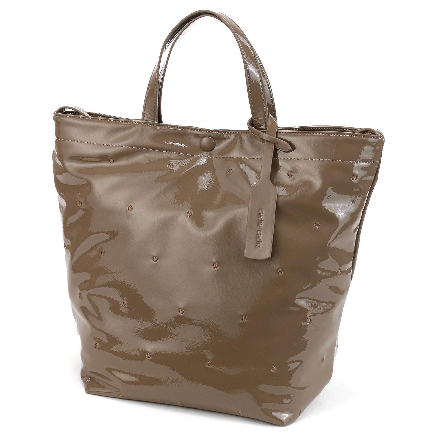 cachecache Enamel Dot Embroidered 2-Way Tote Bag - Oak