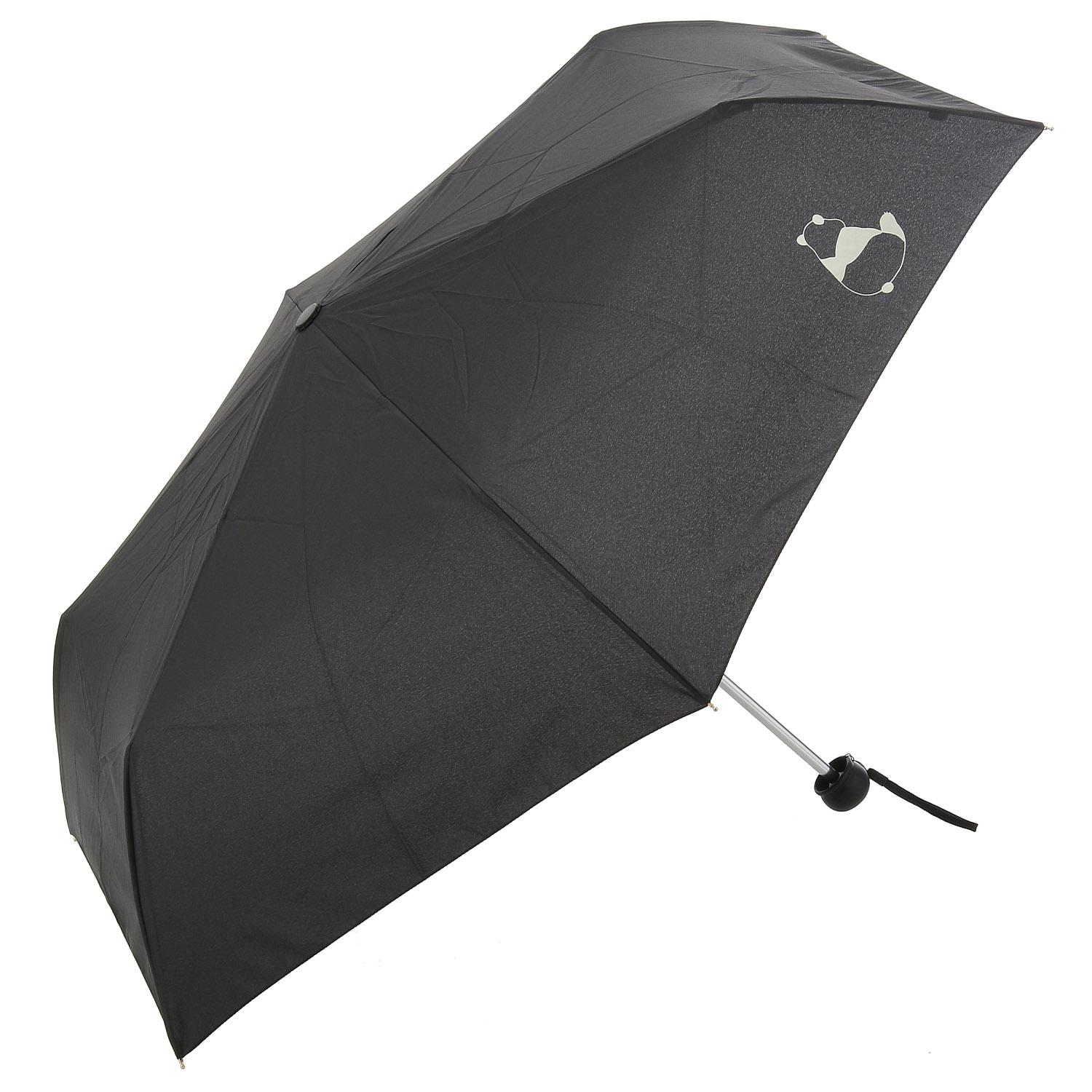 Sangoku MKN 55cm Wind-Resistant Mini Umbrella with Water-Absorbing Tote Bag Included Panda Black S2112702