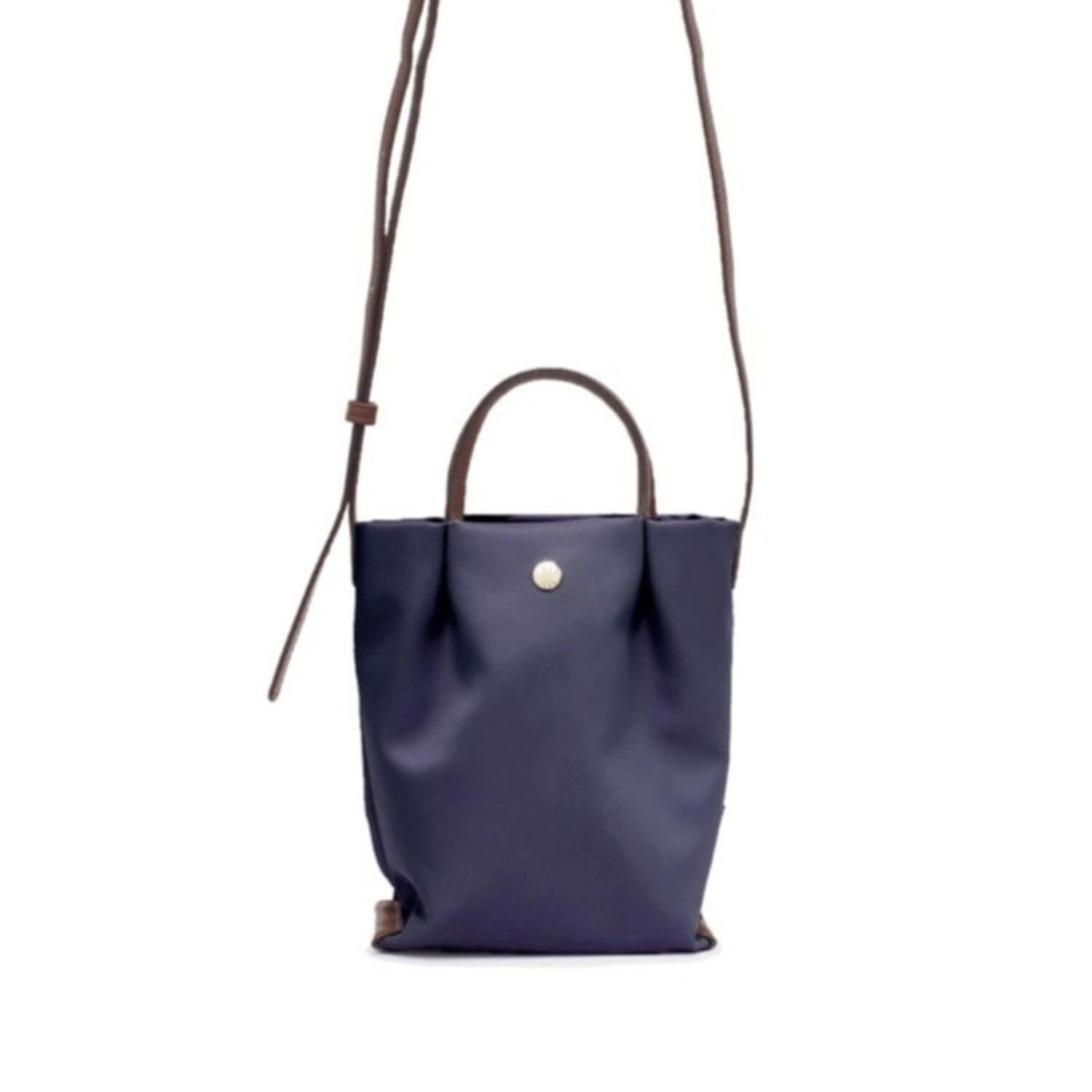 Shoulder-Friendly Nylon Vertical Shoulder Bag - Navy