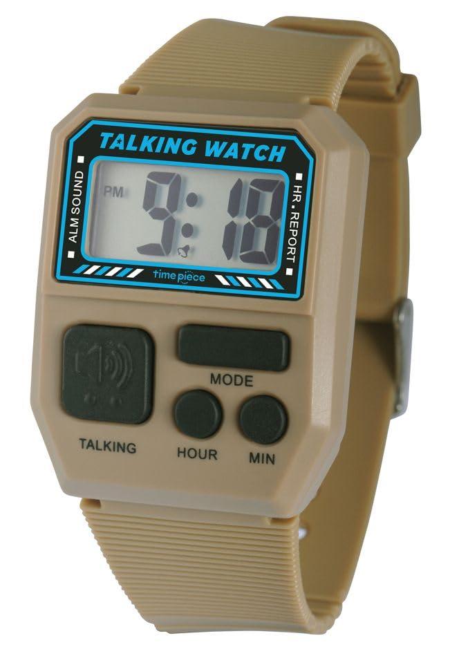 Time Piece Talking Watch Press a button to hear the time spoken aloud Khaki TPW101T-KH