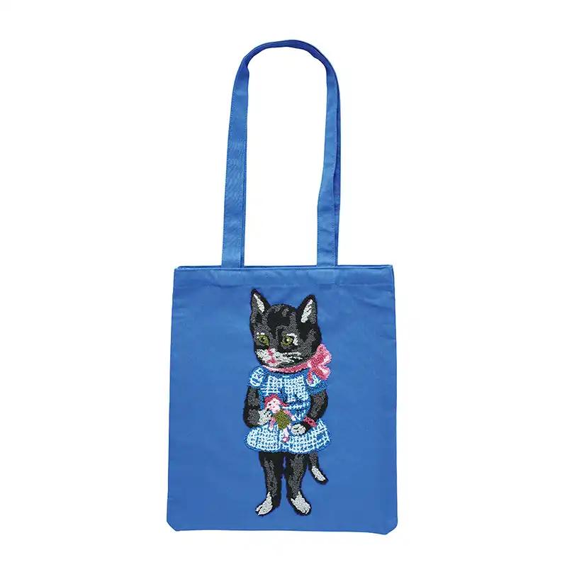 Nathalie Lete Fluffy Rectangle Tote Bag Black Cat/511044