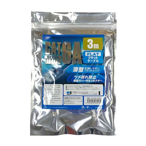 Japan Trust Technology CAT.6A Flat LAN Cable Supports up to 10Gbps (10GBASE-T) 3m Blue JTLAN6A-F30BLX5