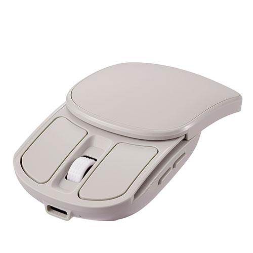 Nakabayashi Digio Wireless Charging Slide Silent 5-Button Blue LED Mouse Greige MUS-RKF235GY