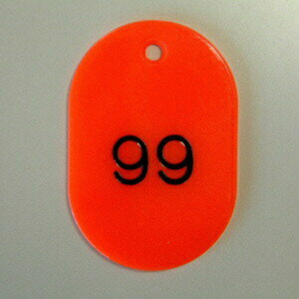 Number Tags, Oblong Shape, Styrene Material, Pre-printed Numbers (Sequential), 50 Tags per Set CR-BG42-R