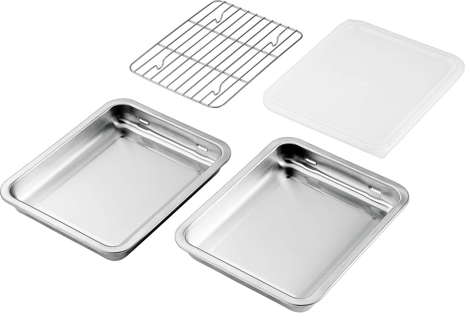 Yokoyama SUS・ga Stainless Steel Pot Set (2-Piece with Lid & Mesh) 25.2×20.5cm SUS-B500